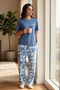 Zivame 2 Mile Fashion Knit Cotton Loungewear Set - Dutch Canal — thumbnail 2